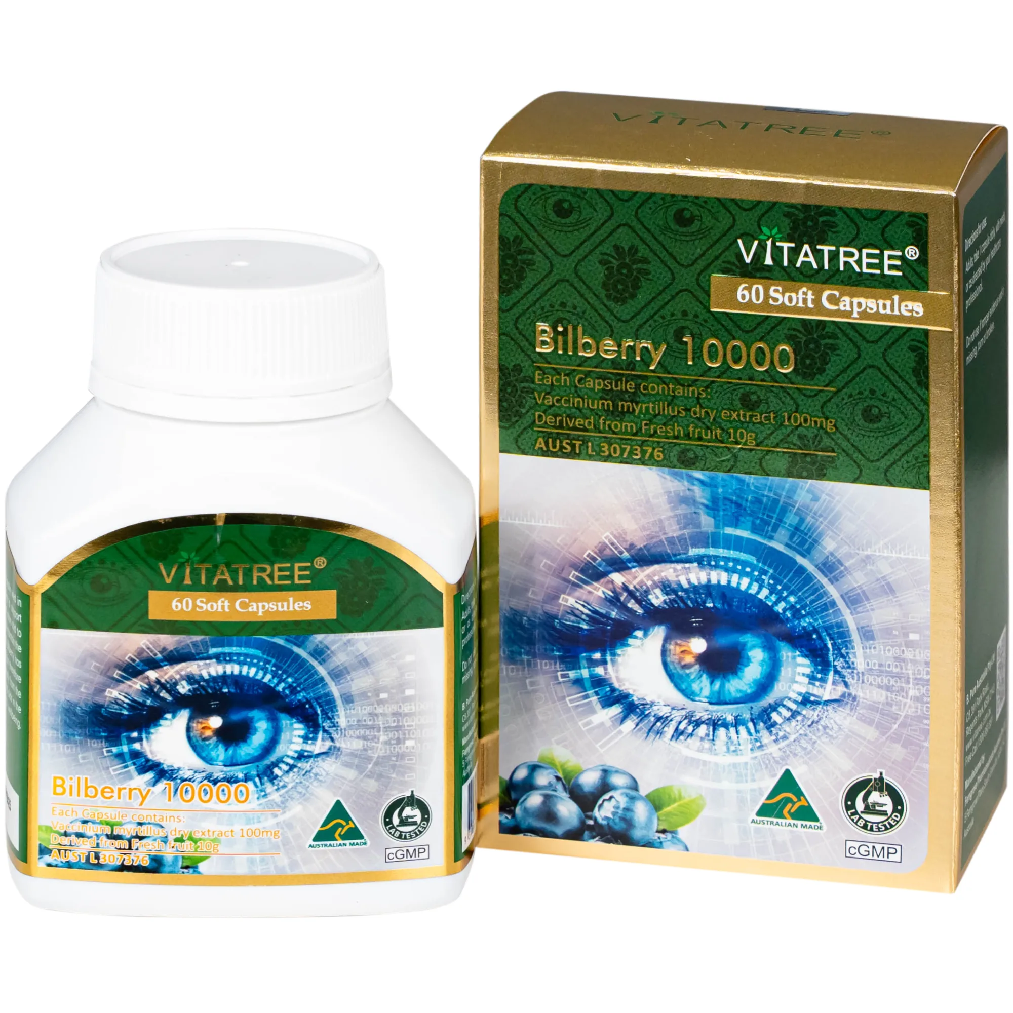 Hình ảnh Viên uống hỗ trợ duy trì sức khoẻ của mắt và tăng cường thị lực Vitatree Bilberry 10000 (Hộp 60 viên)