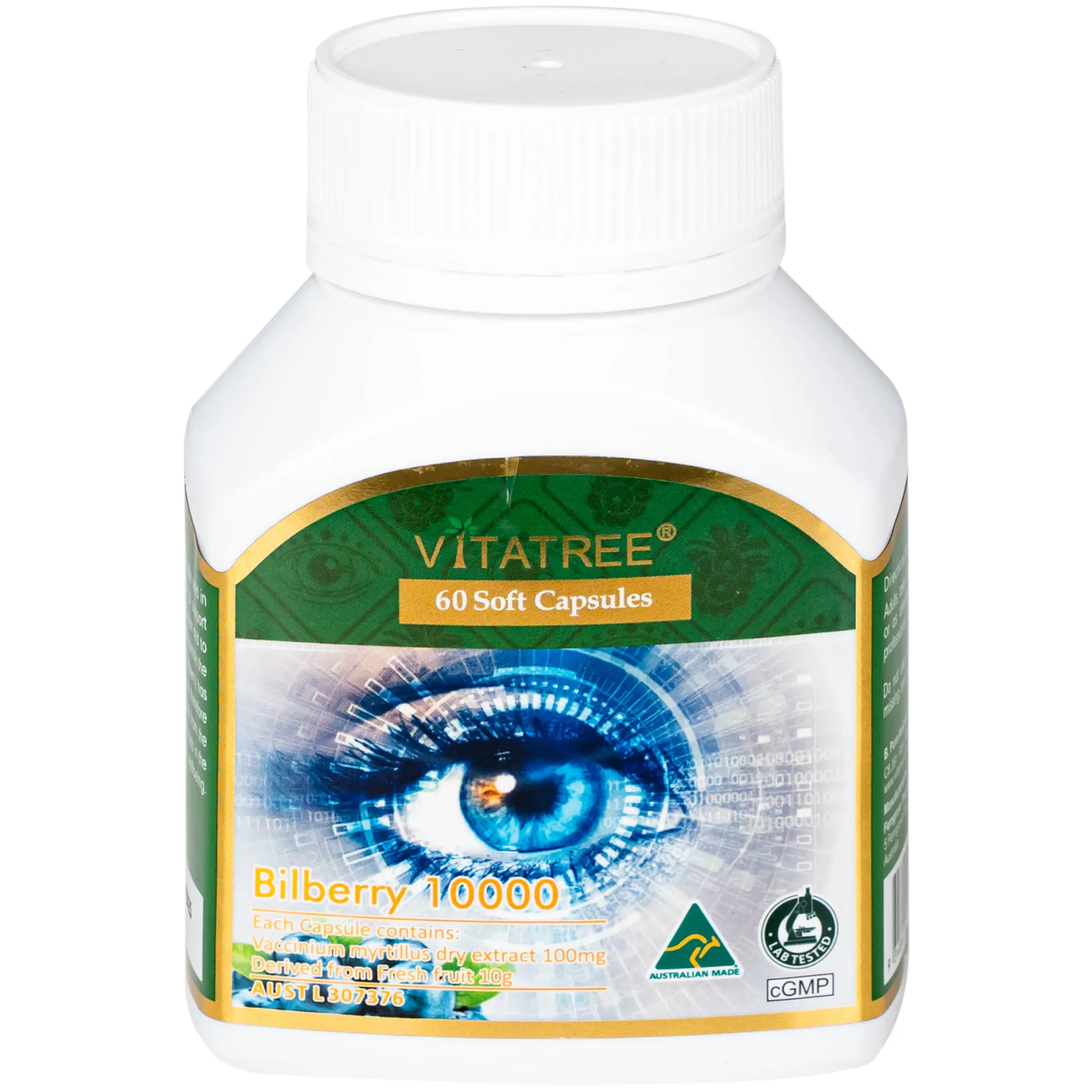 Hình ảnh Viên uống hỗ trợ duy trì sức khoẻ của mắt và tăng cường thị lực Vitatree Bilberry 10000 (Hộp 60 viên)