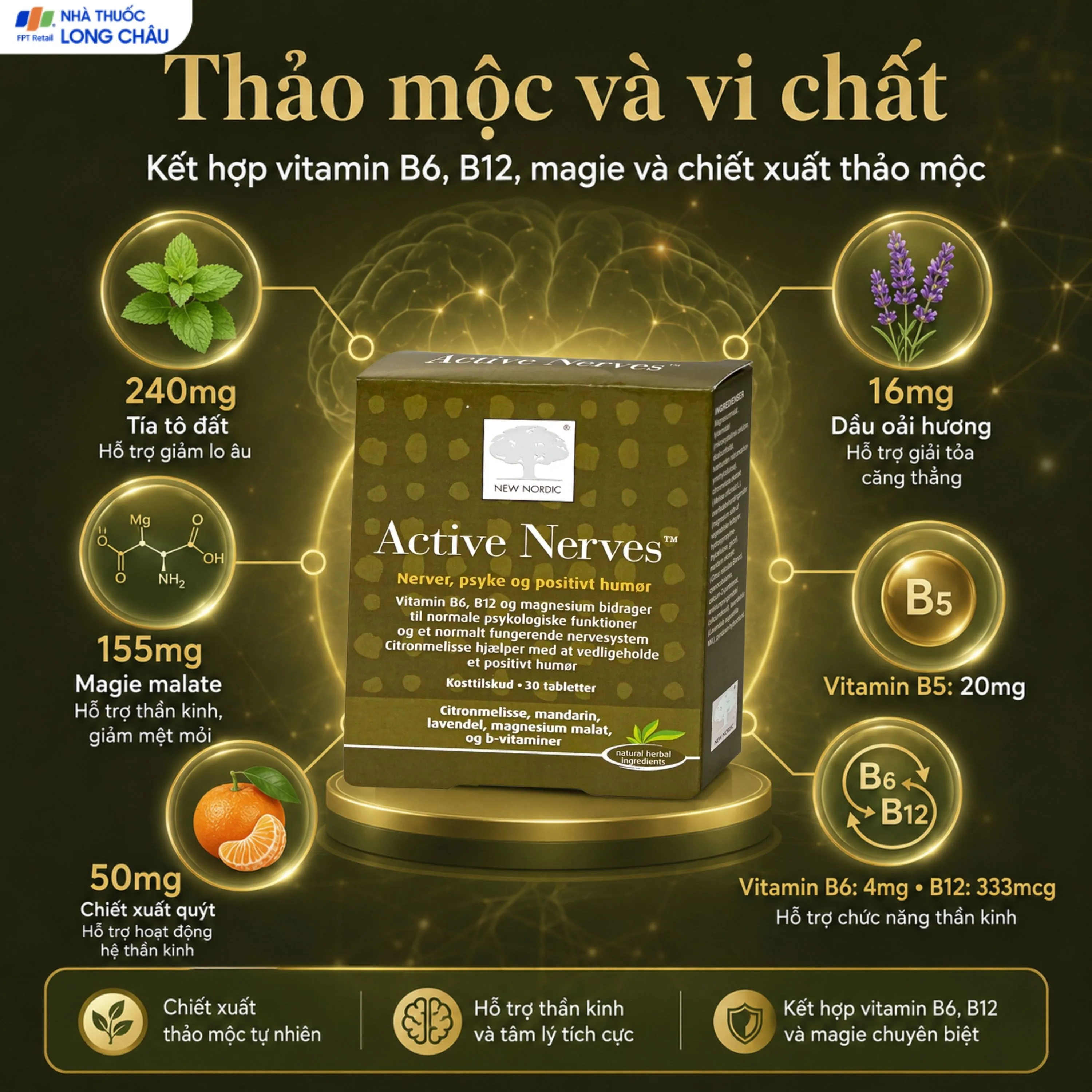 Hình ảnh Viên uống hỗ trợ giảm mệt mỏi New Nordic Active Nerves New Nordic (30 viên)