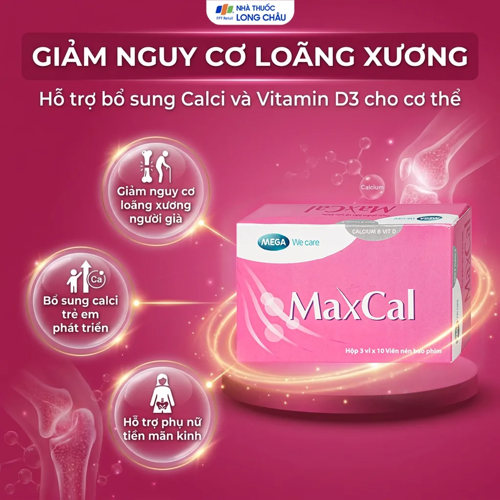 Hình ảnh Viên uống hỗ trợ giảm nguy cơ loãng xương Maxcal Mega (3 vỉ x 10 viên)