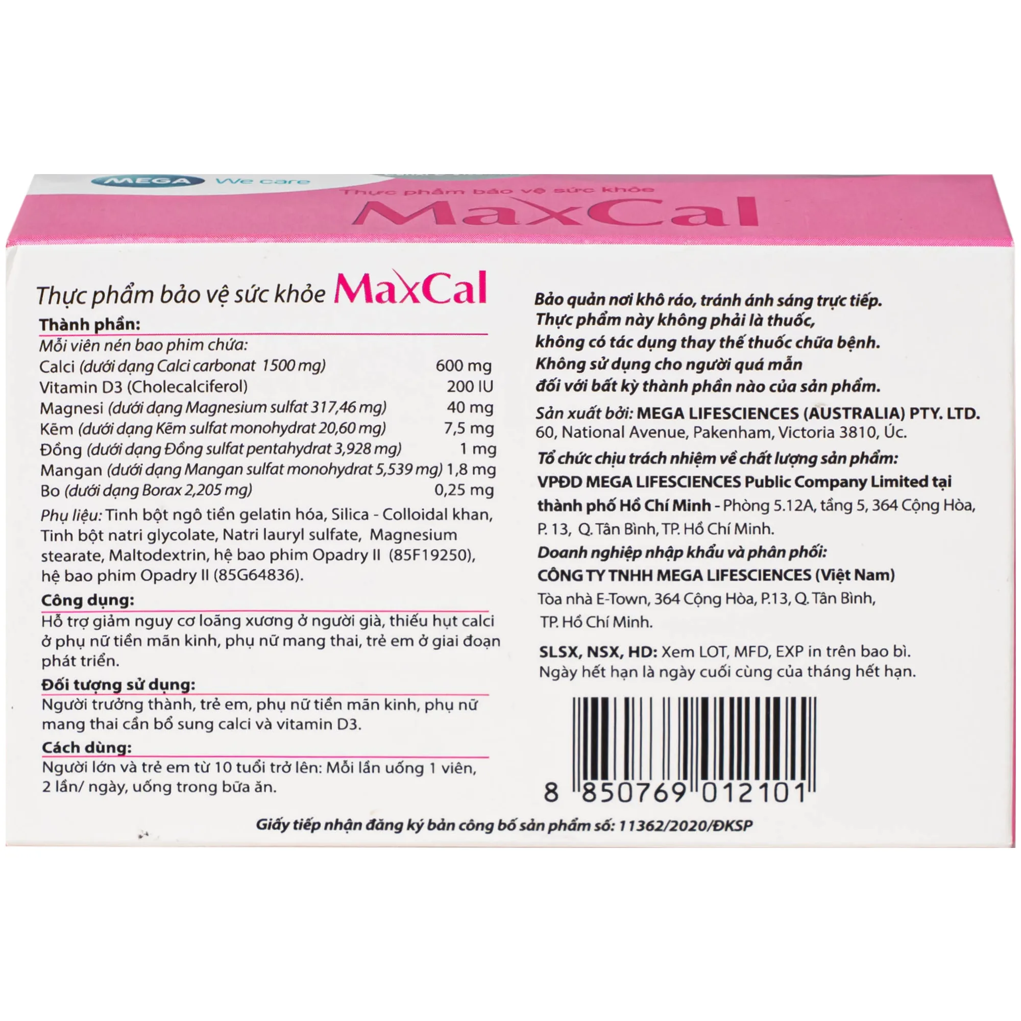 Hình ảnh Viên uống hỗ trợ giảm nguy cơ loãng xương Maxcal Mega (3 vỉ x 10 viên)