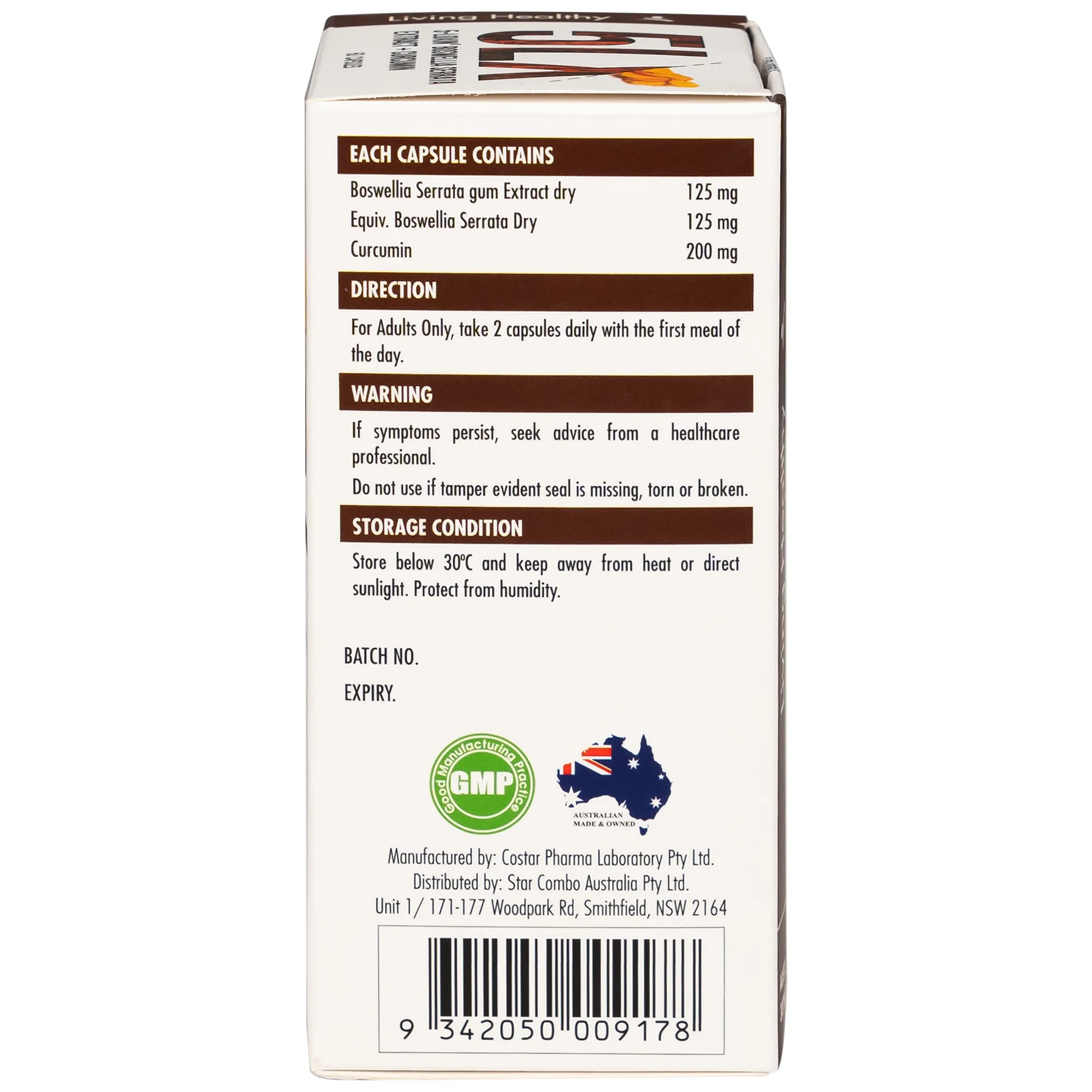Hình ảnh Viên uống Living Healthy 5-Loxin Boswellia Serrata Extract + Curcumin hỗ trợ giảm viêm khớp (60 viên)