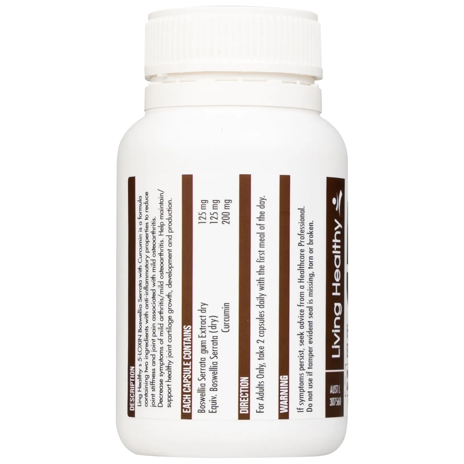 Hình ảnh Viên uống Living Healthy 5-Loxin Boswellia Serrata Extract + Curcumin hỗ trợ giảm viêm khớp (60 viên)