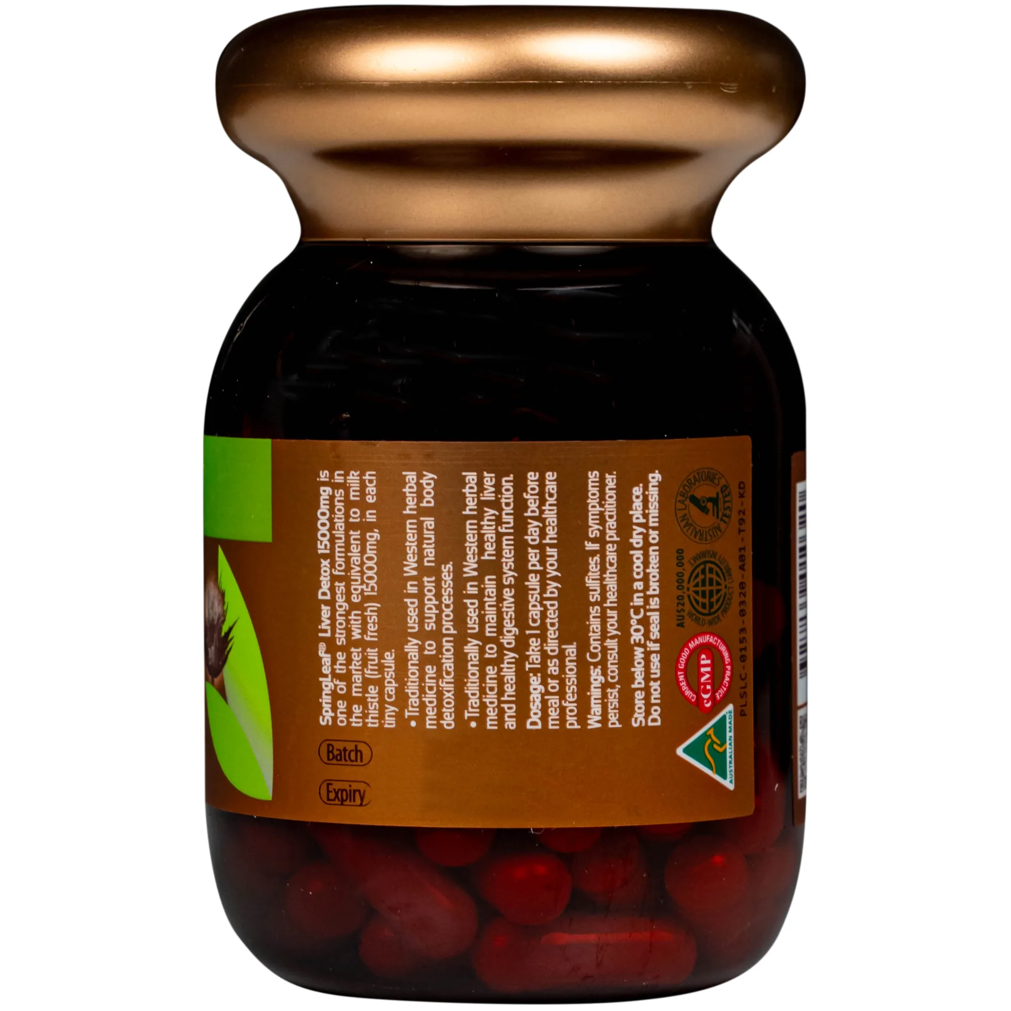 Hình ảnh Viên uống hỗ trợ giúp giải độc gan, bảo vệ gan Spring Leaf Liver Detox 15000mg (Lọ 60 viên)