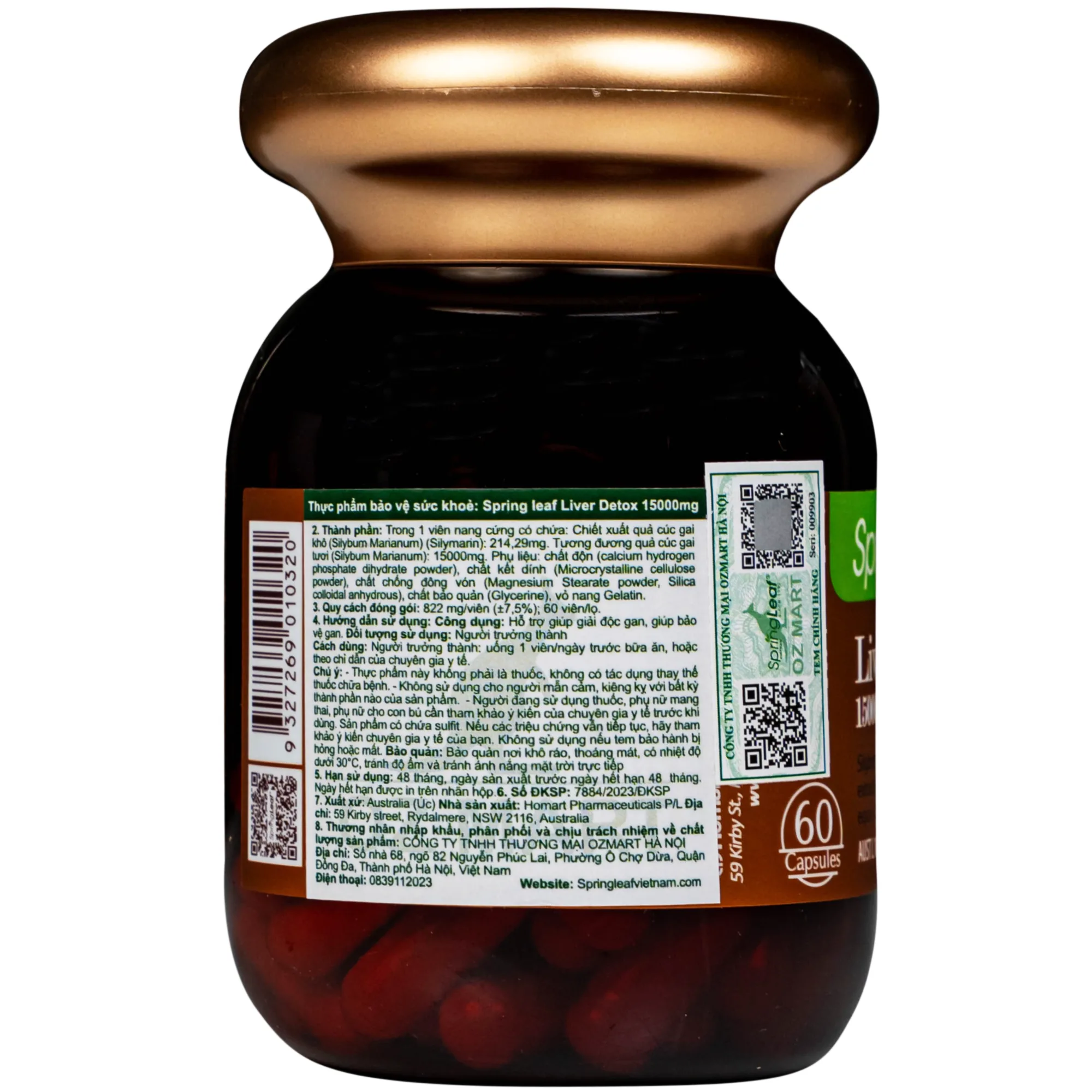 Hình ảnh Viên uống hỗ trợ giúp giải độc gan, bảo vệ gan Spring Leaf Liver Detox 15000mg (Lọ 60 viên)