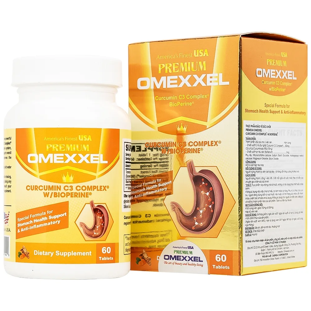 Hình ảnh Viên uống Premium Omexxel Curcumin C3 Complex W/Bioperine hỗ trợ cải thiện tiêu hóa (60 viên)