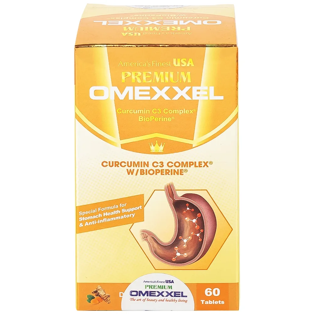 Hình ảnh Viên uống Premium Omexxel Curcumin C3 Complex W/Bioperine hỗ trợ cải thiện tiêu hóa (60 viên)