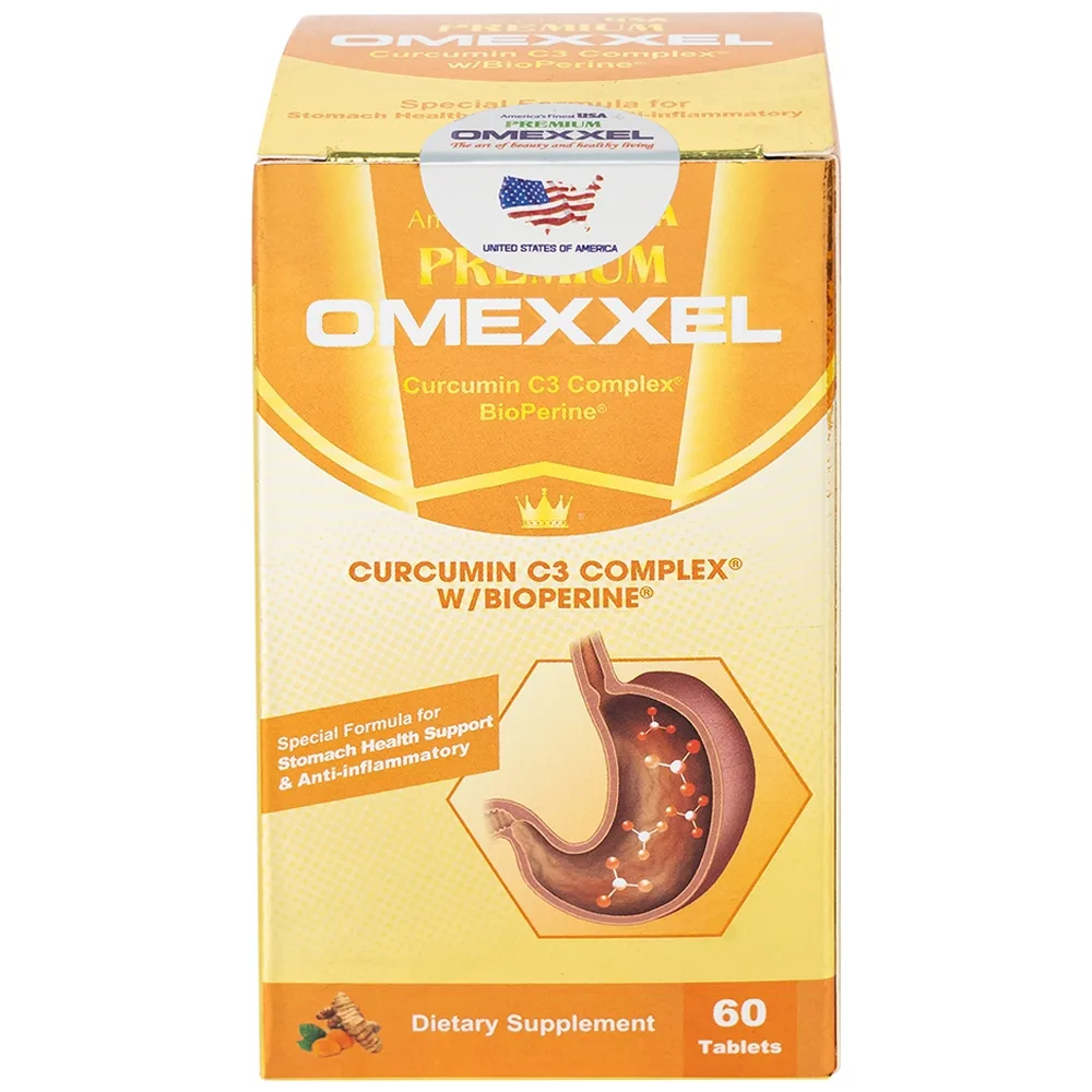 Hình ảnh Viên uống Premium Omexxel Curcumin C3 Complex W/Bioperine hỗ trợ cải thiện tiêu hóa (60 viên)
