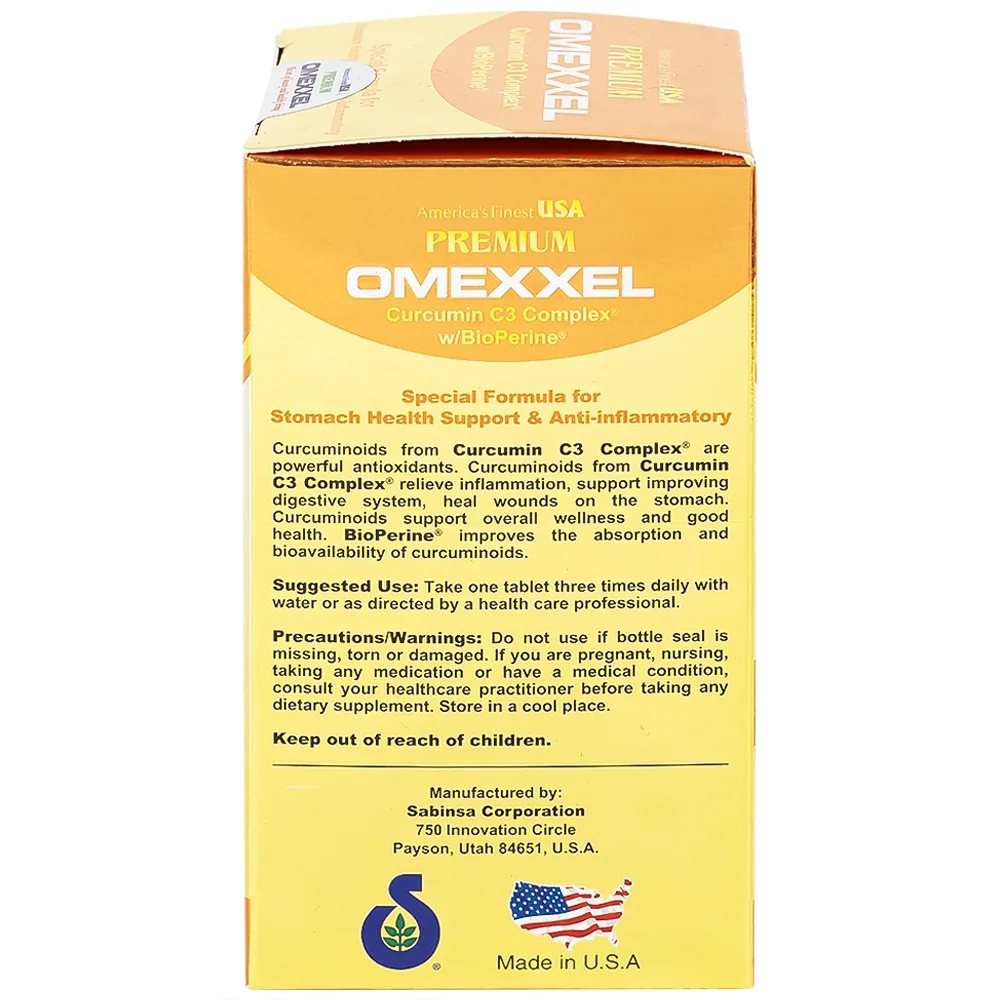 Hình ảnh Viên uống Premium Omexxel Curcumin C3 Complex W/Bioperine hỗ trợ cải thiện tiêu hóa (60 viên)