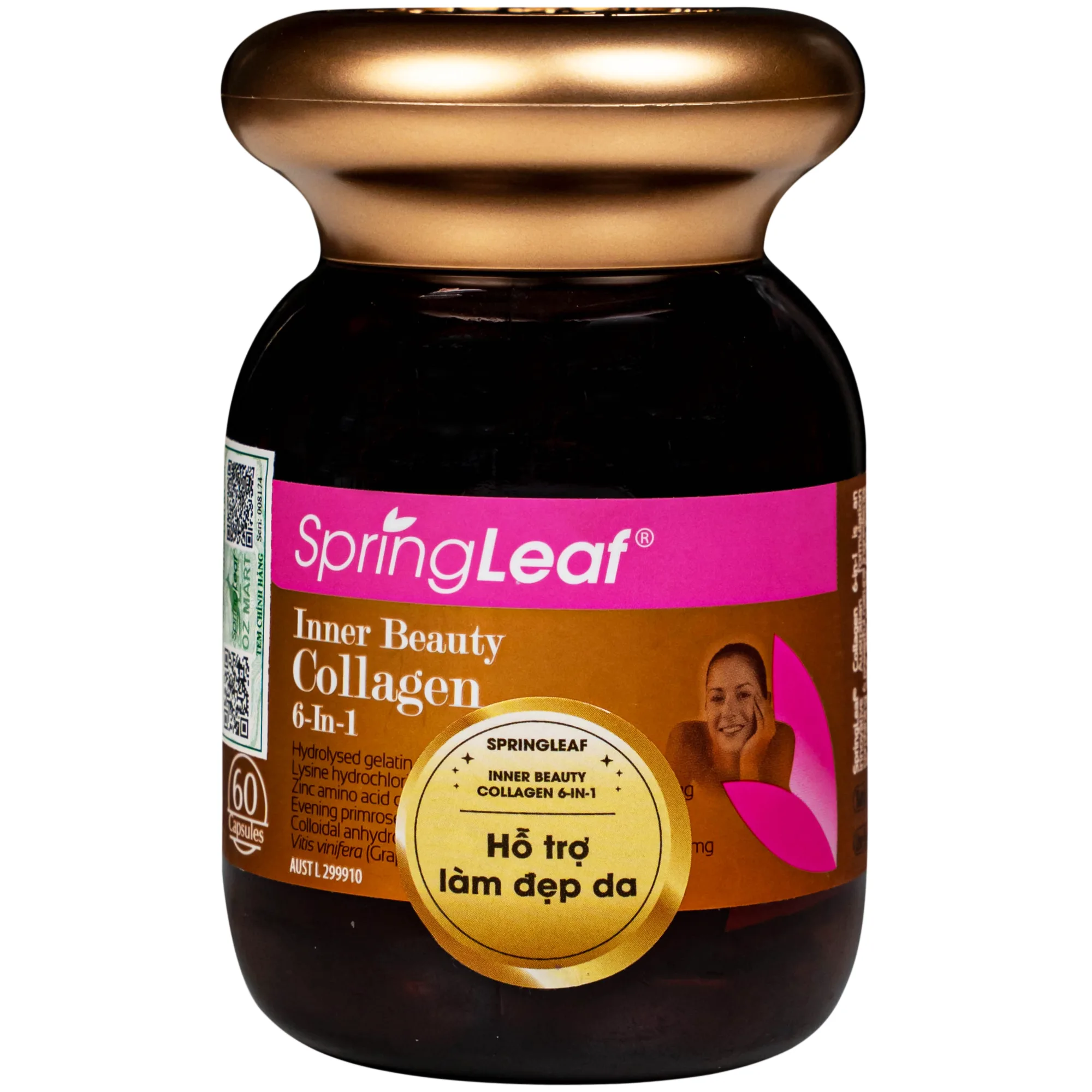 Hình ảnh Viên uống hỗ trợ làm đẹp da Spring Leaf Inner Beauty Collagen 6-in-1 (Lọ 60 viên)