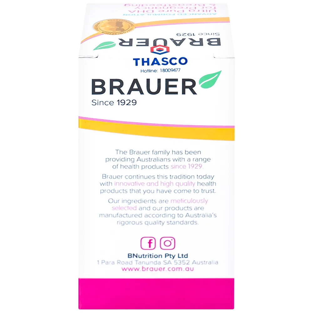 Hình ảnh Viên uống hỗ trợ phụ nữ mang thai và phụ nữ cho con bú Brauer Ultra Pure Dha For Pregnancy & Breastfeeding (60 viên)