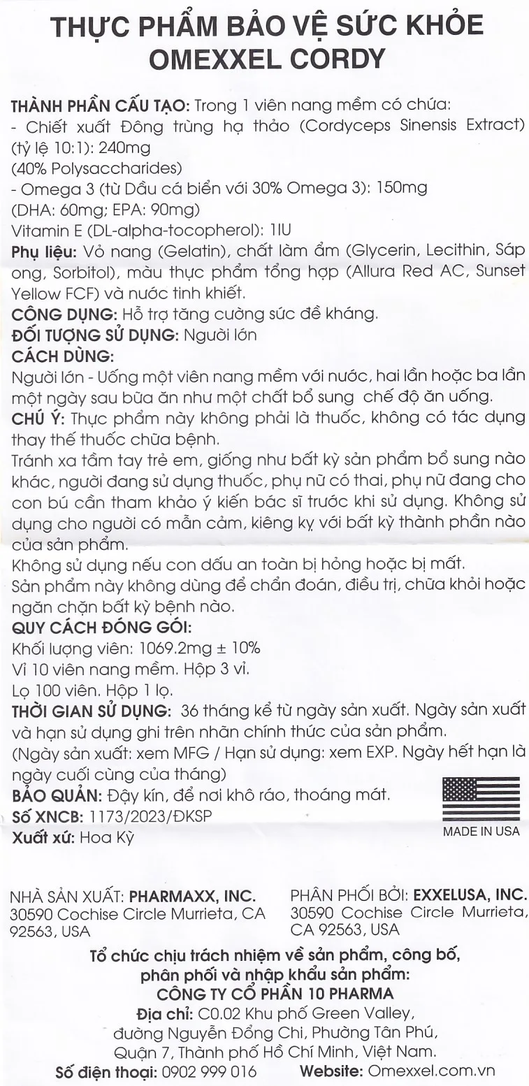 Hình ảnh Viên nang mềm Omexxel Cordy hỗ trợ tăng sức đề kháng (3 vỉ x 10 viên)
