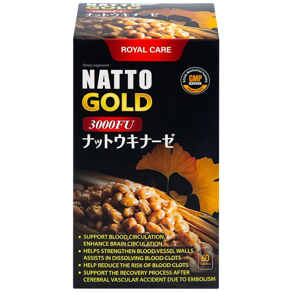 Hình ảnh Viên uống Natto Gold 3000FU Royal Care hỗ trợ hoạt huyết, tăng cường tuần hoàn não (60 viên)