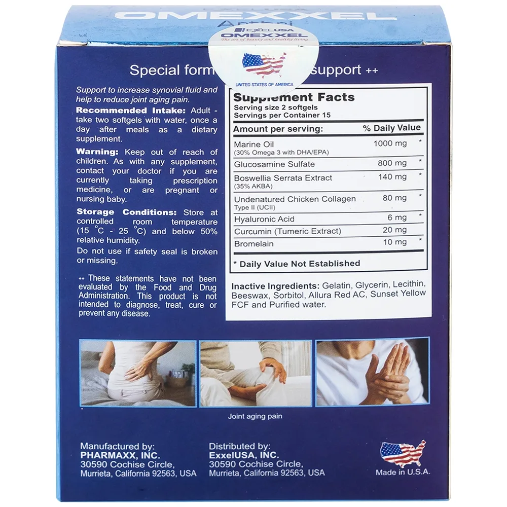 Hình ảnh Viên nang mềm Omexxel Arthri hỗ trợ tăng tiết dịch khớp, giảm đau do lão hóa khớp (3 vỉ x 10 viên)