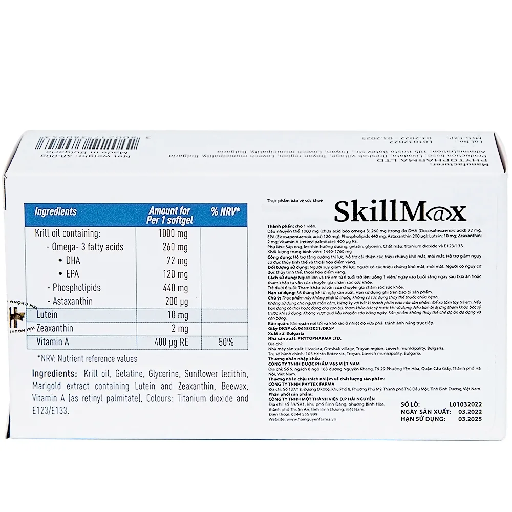Hình ảnh Viên uống SkillMax OCAVILL hỗ trợ tăng cường thị lực, cải thiện các triệu chứng khô mắt (3 vỉ x 10 viên)