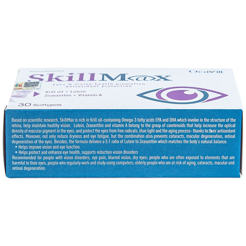 Hình ảnh Viên uống SkillMax OCAVILL hỗ trợ tăng cường thị lực, cải thiện các triệu chứng khô mắt (3 vỉ x 10 viên)