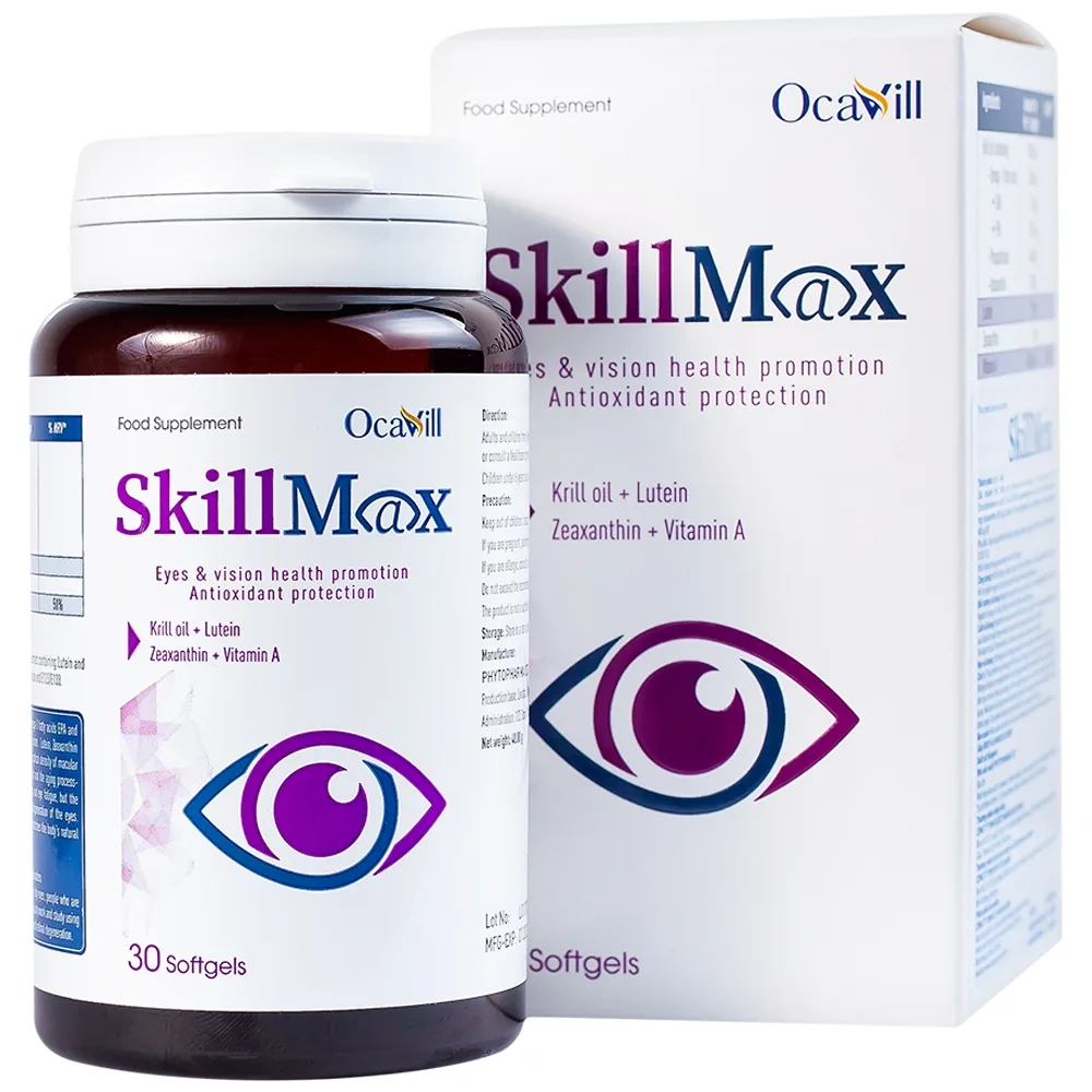 Hình ảnh Viên uống SkillMax OCAVILL hỗ trợ tăng cường thị lực, cải thiện các triệu chứng khô mắt (Hộp 30 viên)