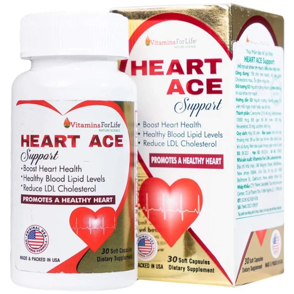 Hình ảnh Viên uống Heart Ace Support Vitamins For Life hỗ trợ sức khỏe tim mạch, điều hòa nhịp tim (Hộp 30 viên)