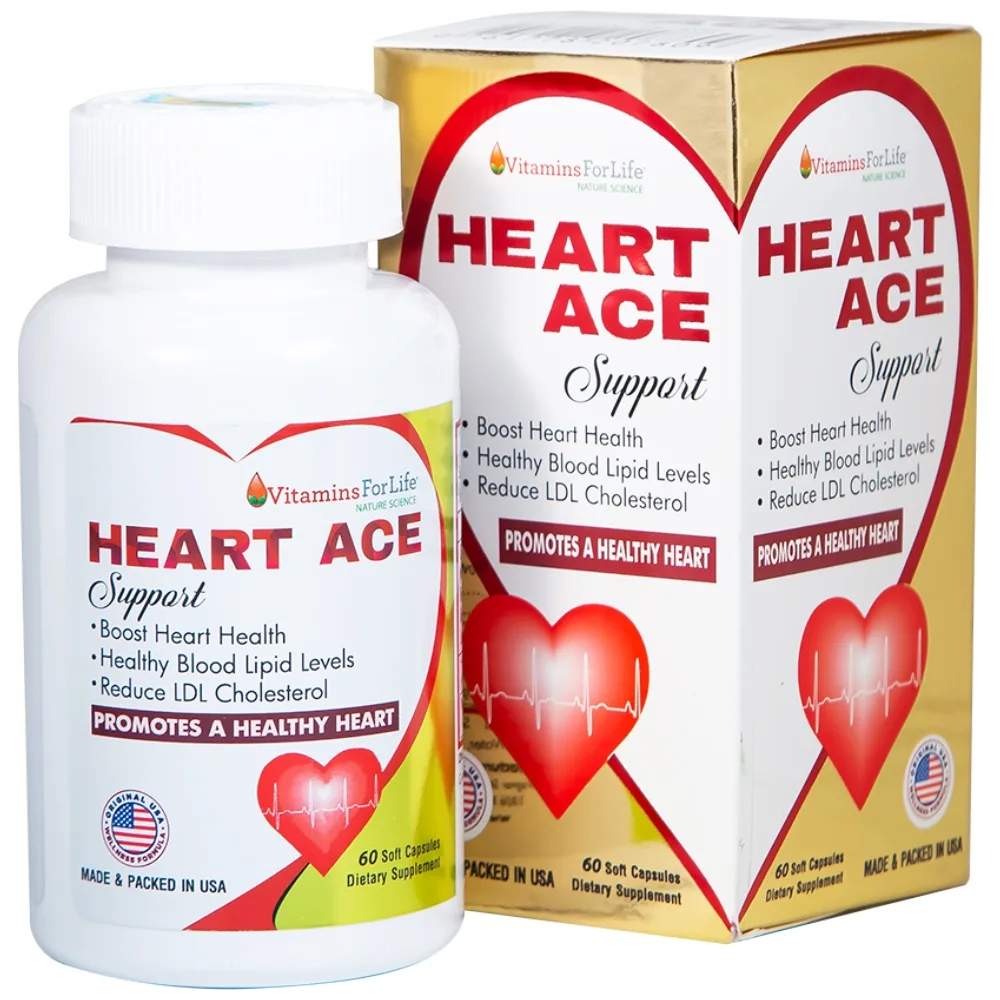 Hình ảnh Viên uống Heart Ace Support Vitamins For Life hỗ trợ sức khỏe tim mạch, điều hòa nhịp tim (Hộp 60 viên)