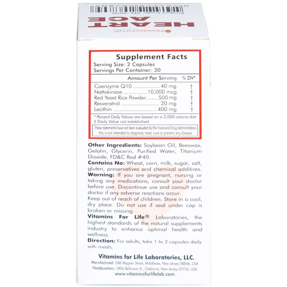 Hình ảnh Viên uống Heart Ace Support Vitamins For Life hỗ trợ sức khỏe tim mạch, điều hòa nhịp tim (Hộp 60 viên)
