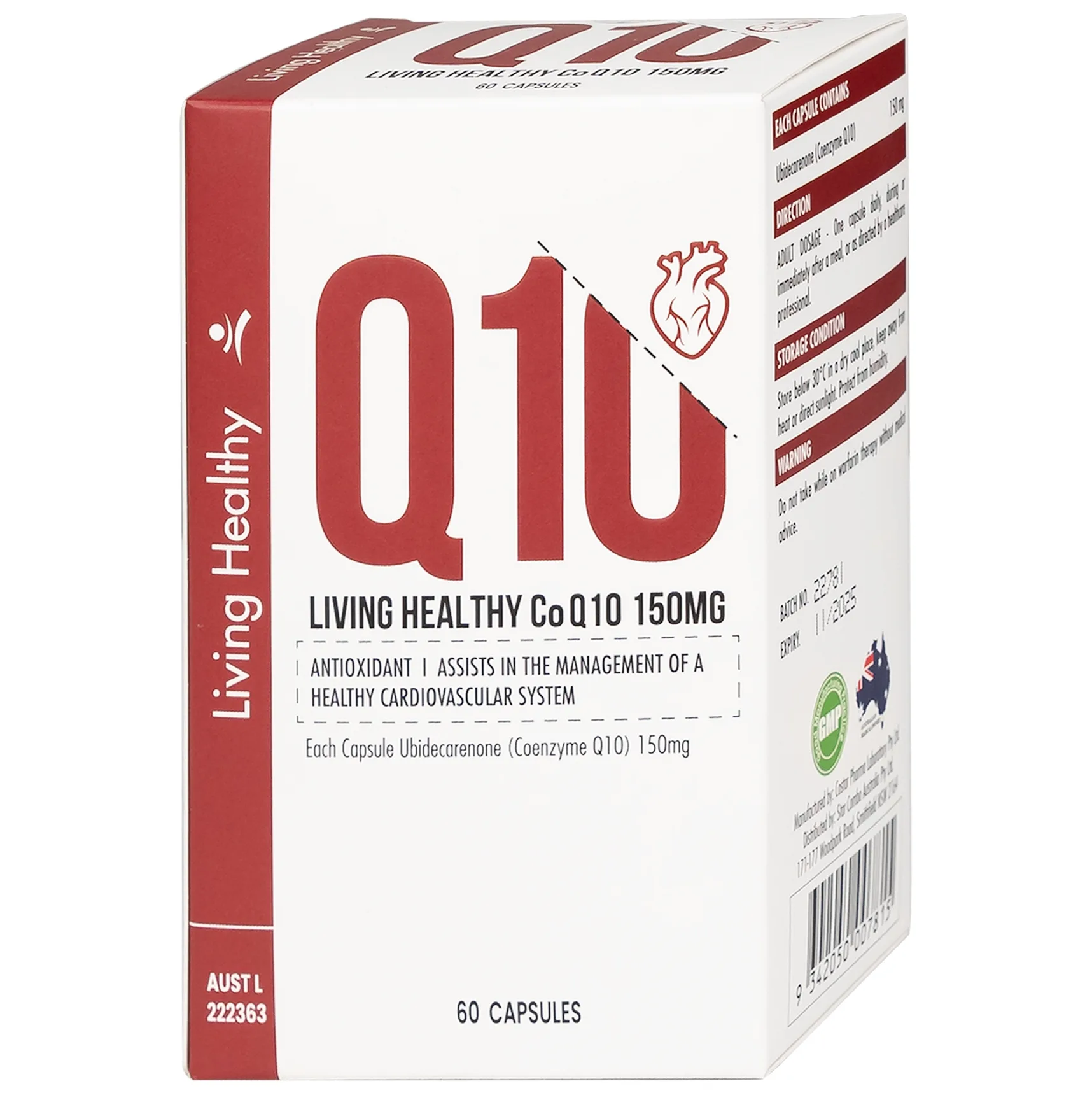 Hình ảnh Viên uống Living Healthy CoQ10 150mg hỗ trợ tim mạch, tuần hoàn máu (60 viên)