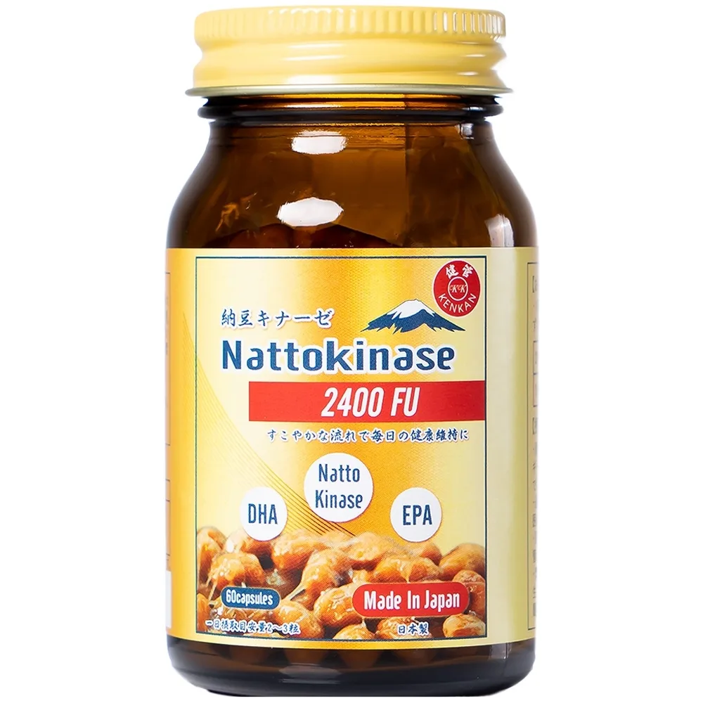 Hình ảnh Viên uống KenKan Nattokinase 2400FU giảm nguy cơ hình thành huyết khối, tăng cường lưu thông máu (60 viên)
