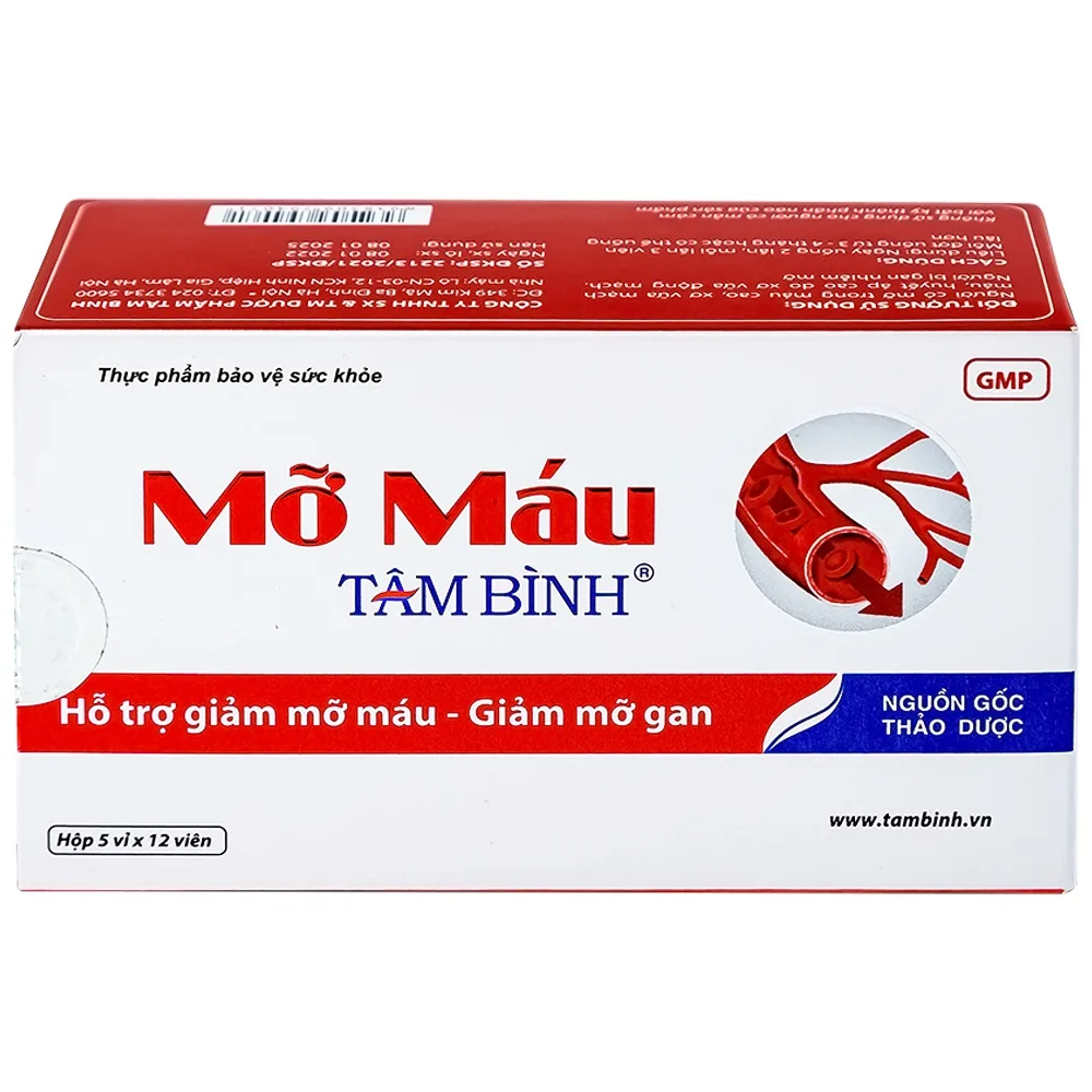 Hình ảnh Viên uống Mỡ Máu Tâm Bình hỗ trợ giảm mỡ máu, giảm mỡ gan (5 vỉ x 12 viên)