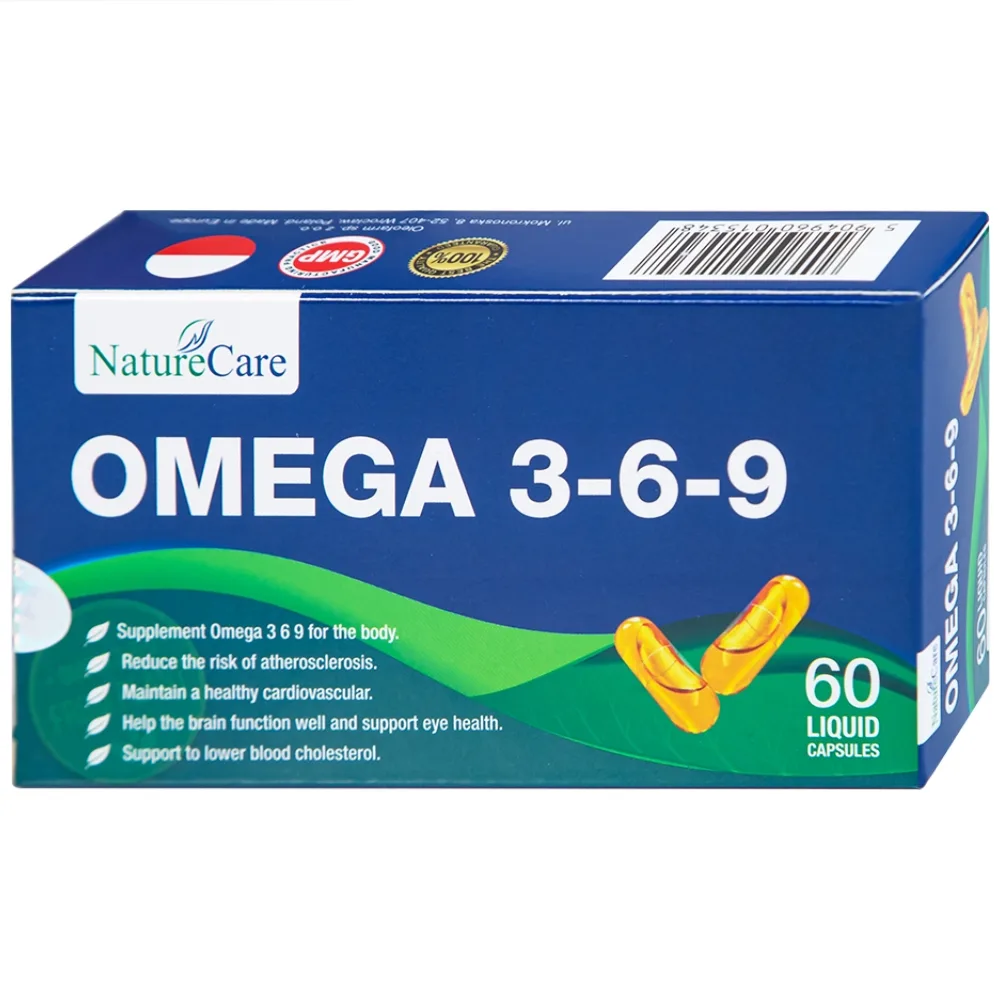 Hình ảnh Viên uống Omega 3-6-9 NatureCare giảm nguy cơ xơ vữa động mạch, bảo vệ sức khỏe tim mạch (3 vỉ x 20 viên)