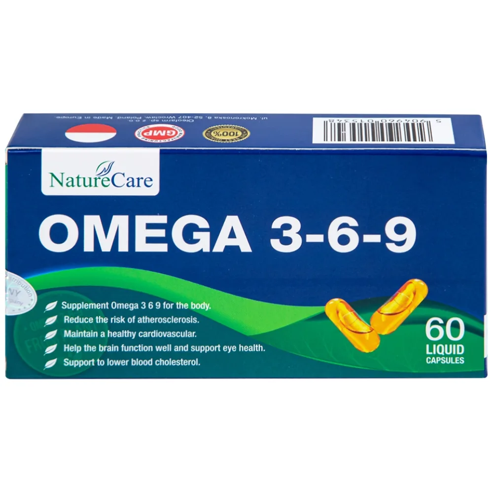 Hình ảnh Viên uống Omega 3-6-9 NatureCare giảm nguy cơ xơ vữa động mạch, bảo vệ sức khỏe tim mạch (3 vỉ x 20 viên)