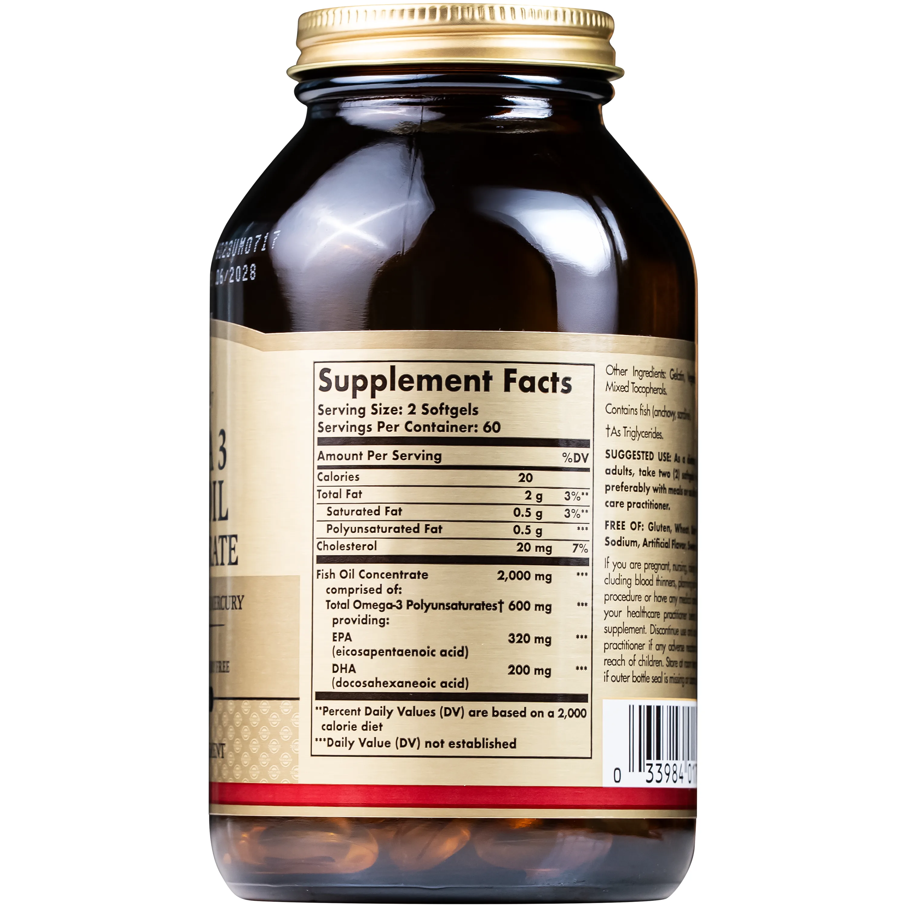 Hình ảnh Viên uống hỗ trợ bổ sung dưỡng chất cho não bộ Omega 3 Fish Oil Concentrate Solgar (120 viên)