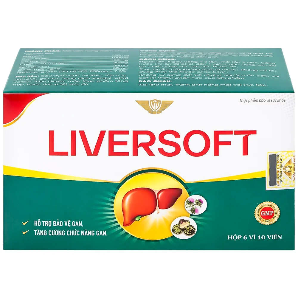 Hình ảnh Viên uống Liversoft hỗ trợ bảo vệ gan, tăng cường chức năng gan (6 vỉ x 10 viên)