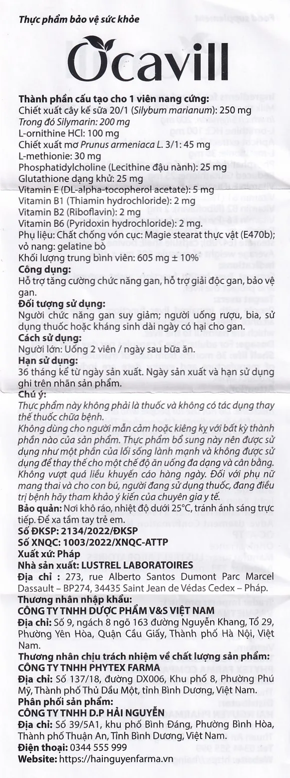 Hình ảnh Viên uống Ocavill hỗ trợ tăng cường chức năng gan, giải độc gan, bảo vệ gan (4 vỉ x 15 viên)