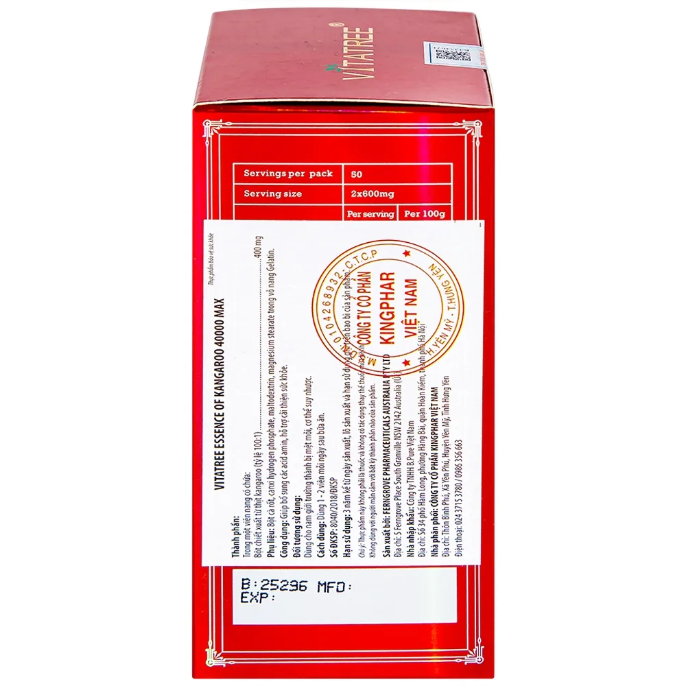 Hình ảnh Viên uống Essence Of Kangaroo 40000 Max Vitatree bổ sung các acid amin, hỗ trợ cải thiện sức khỏe (100 viên)