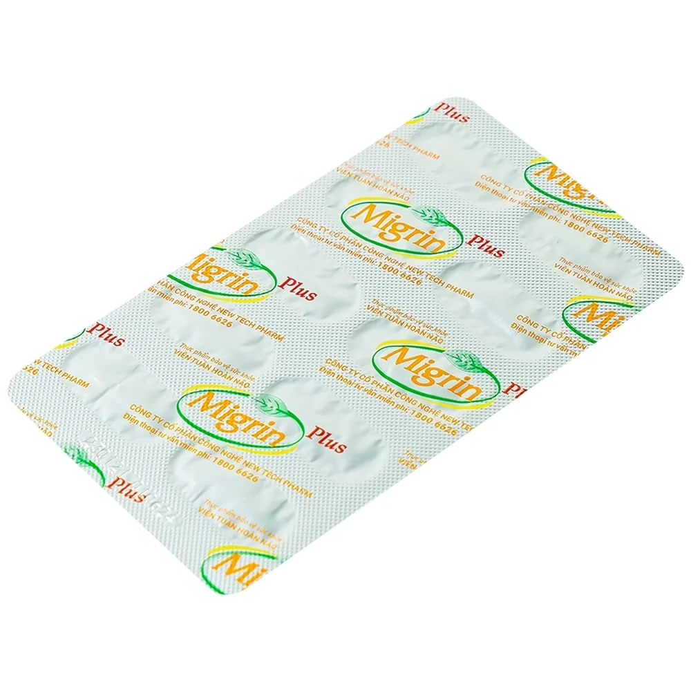 Hình ảnh Viên uống Migrin Plus CVI Pharma hỗ trợ hoạt huyết, tăng cường tuần hoàn máu não (2 vỉ x 10 viên)