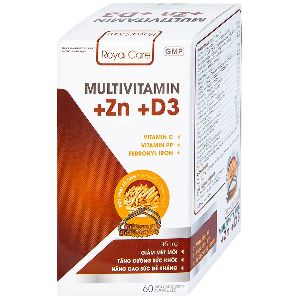 Hình ảnh Viên uống Multivitamin +Zn +D3 Royal Care hỗ trợ tăng cường sức khỏe, nâng cao sức đề kháng (60 viên)