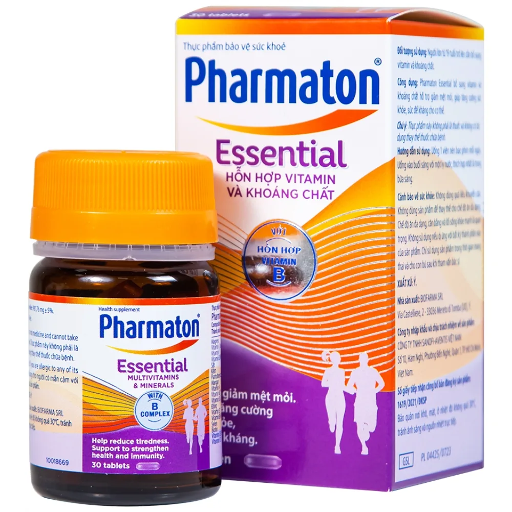 Hình ảnh Viên uống Pharmaton Essential Multivitamins Minerals hỗn hợp Vitamin và khoáng chất, tăng cường sức khỏe (30 viên)  