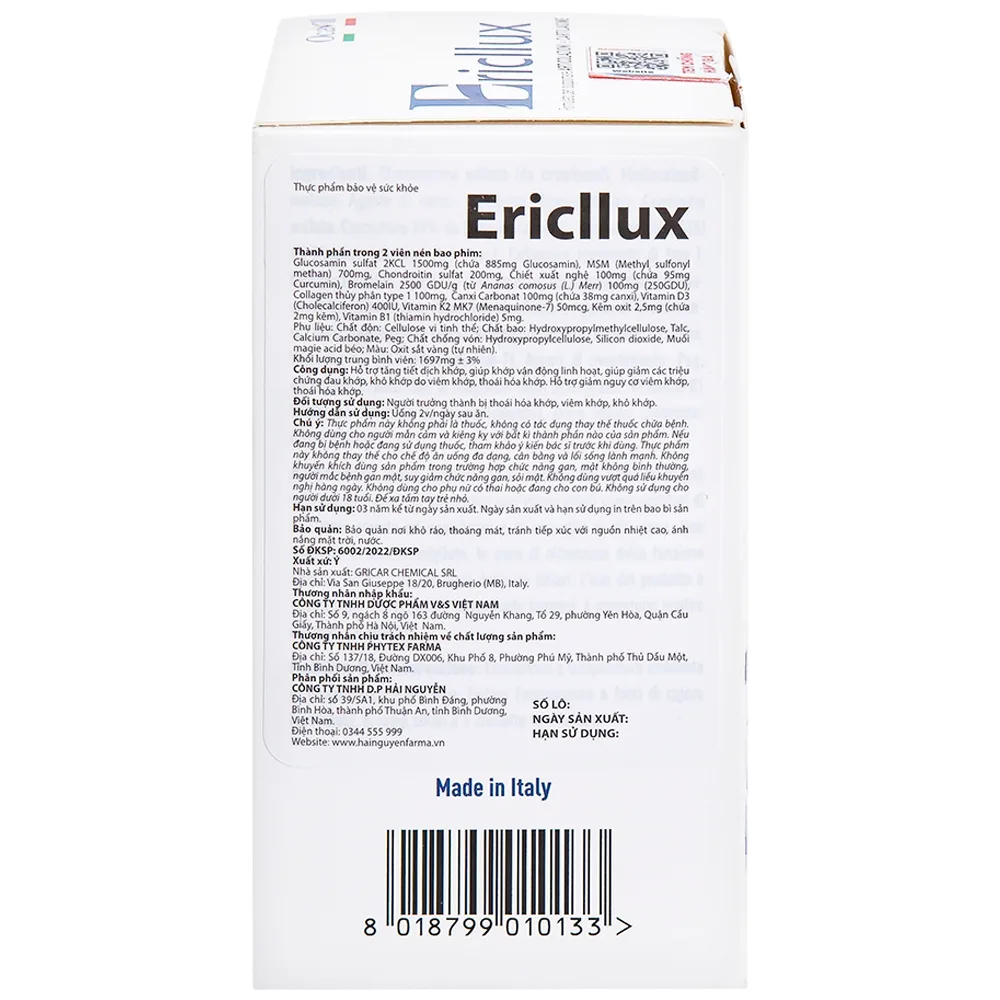 Hình ảnh Viên uống Ericllux Ocavill hỗ trợ tăng tiết dịch khớp, giúp khớp vận động linh hoạt (60 viên)