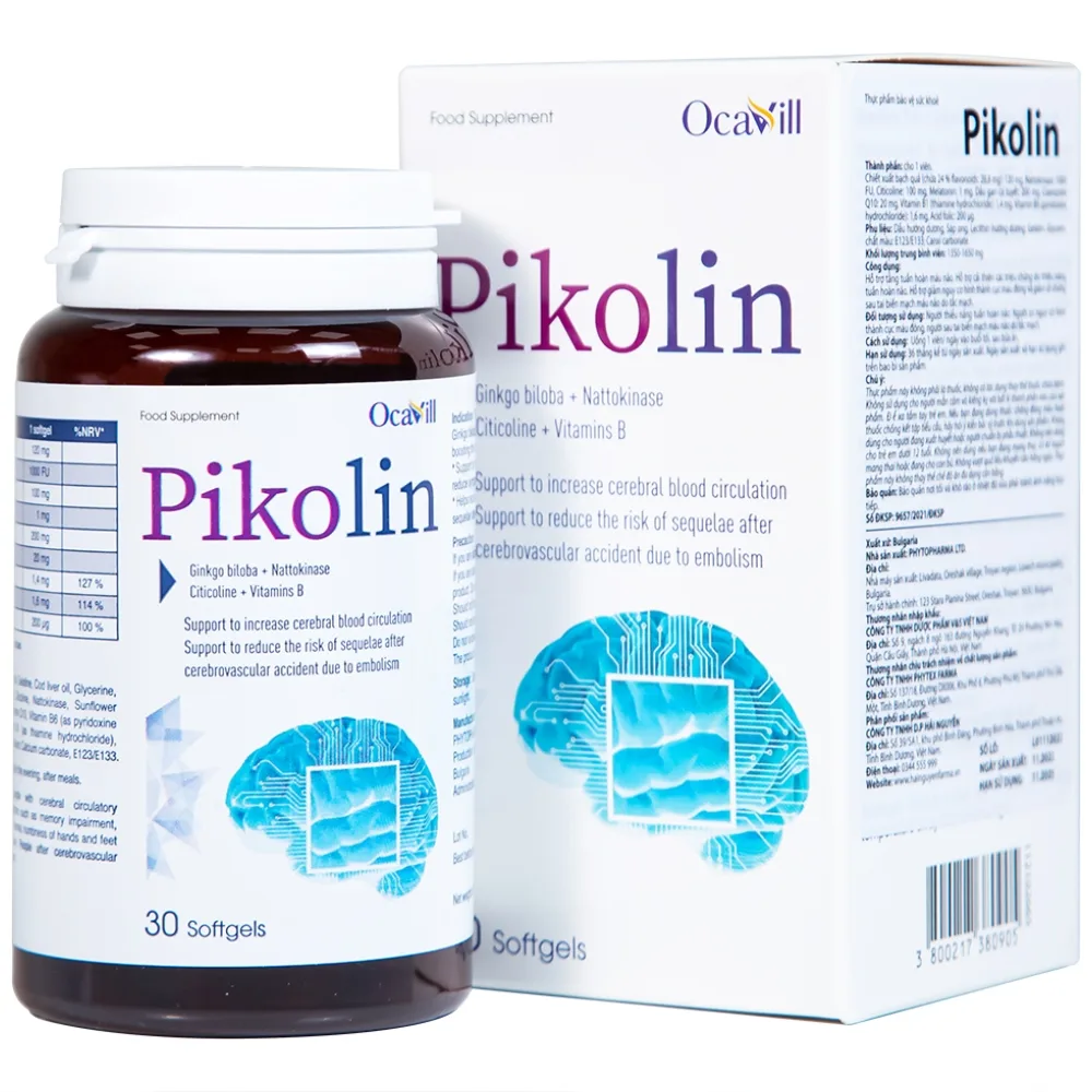 Hình ảnh Viên uống Pikolin Ocavill hỗ trợ tăng tuần hoàn máu não (30 viên)