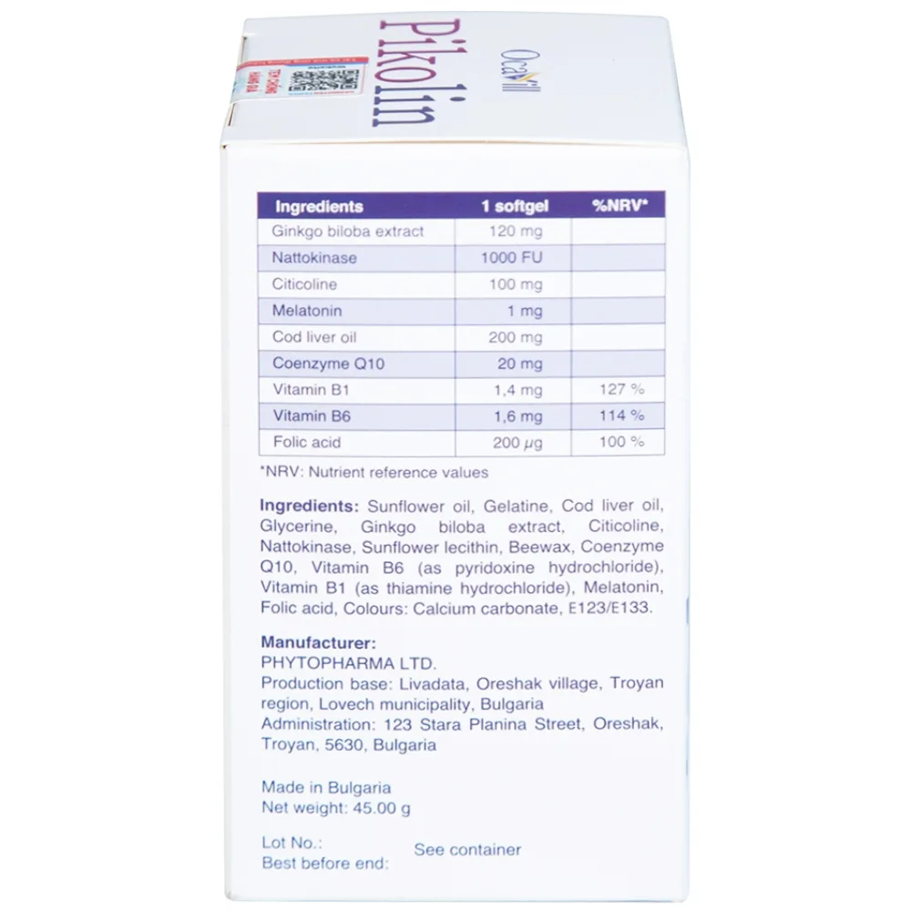 Hình ảnh Viên uống Pikolin Ocavill hỗ trợ tăng tuần hoàn máu não (30 viên)