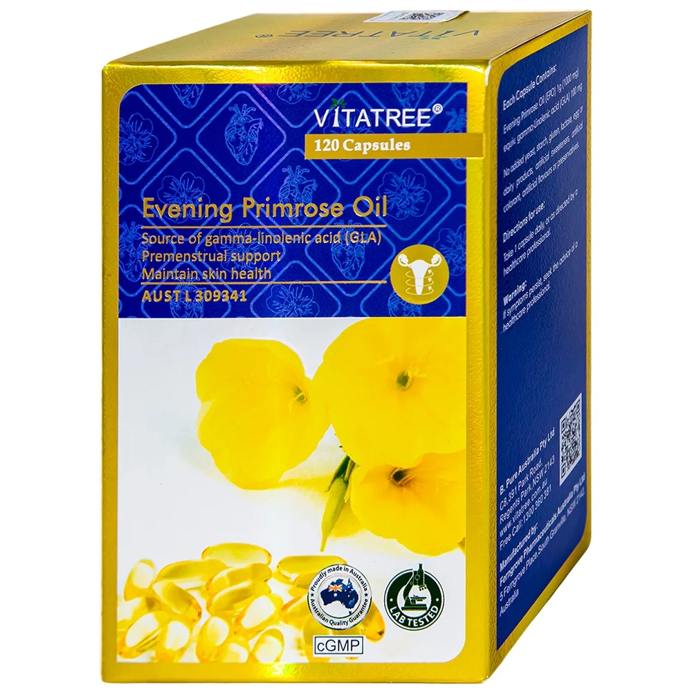 Hình ảnh Viên uống Evening Primrose Oil Vitatree hỗ trợ giảm triệu chứng của tiền kinh nguyệt (120 viên)