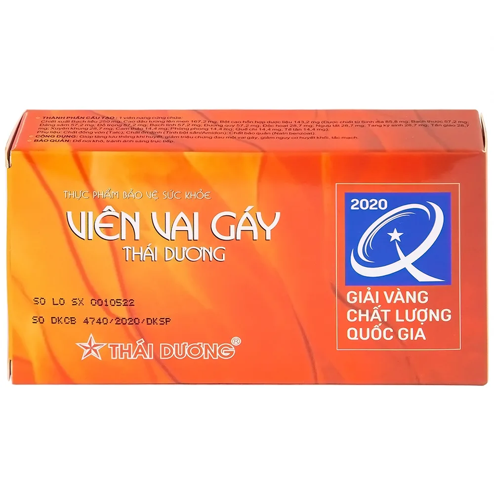 Hình ảnh Viên Vai Gáy Thái Dương tăng lưu thông khí huyết, giảm triệu chứng đau mỏi vai gáy (2 vỉ x 15 viên)