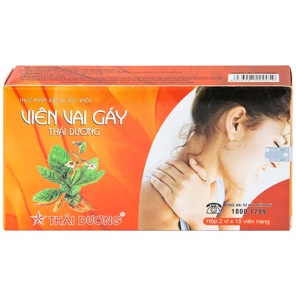 Hình ảnh Viên Vai Gáy Thái Dương tăng lưu thông khí huyết, giảm triệu chứng đau mỏi vai gáy (2 vỉ x 15 viên)