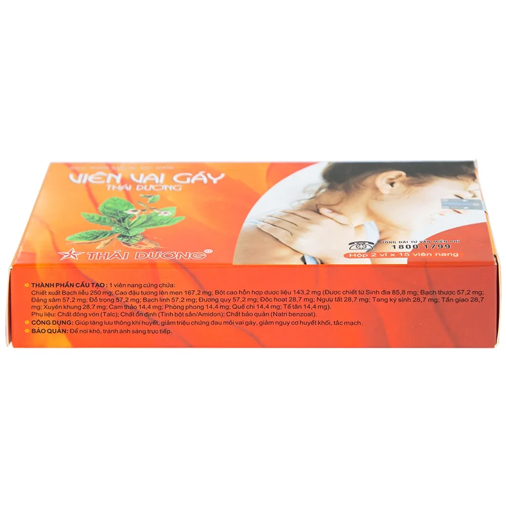 Hình ảnh Viên Vai Gáy Thái Dương tăng lưu thông khí huyết, giảm triệu chứng đau mỏi vai gáy (2 vỉ x 15 viên)