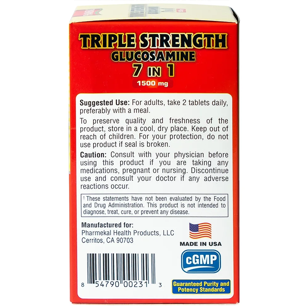 Hình ảnh Viên uống Triple Strength Glucosamine 7 in 1 1500mg Pharmekal bổ sung dịch nhờn cho khớp (60 viên)