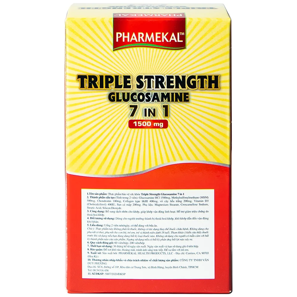 Hình ảnh Viên uống Triple Strength Glucosamine 7 in 1 1500mg Pharmekal bổ sung dịch nhờn cho khớp (60 viên)