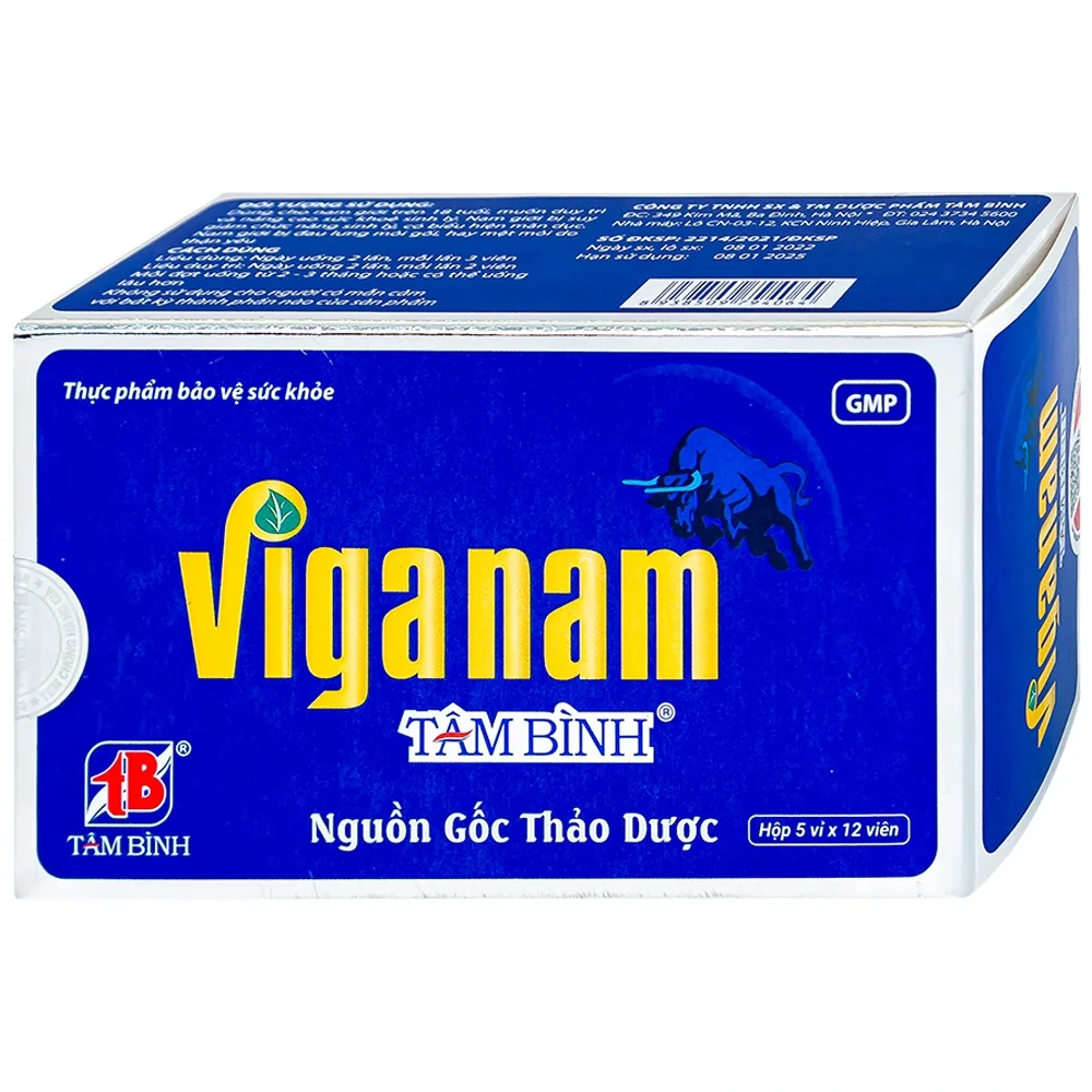 Hình ảnh Viên uống Viganam Tâm Bình hỗ trợ bổ thận tráng dương (5 vỉ x 12 viên)