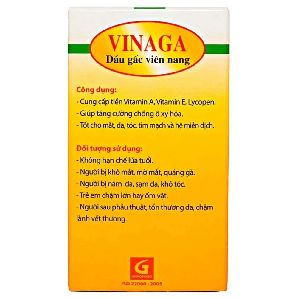 Hình ảnh Viên uống Dầu Gấc Vinaga giúp cung cấp vitamin, chất chống oxy hóa (100 viên)