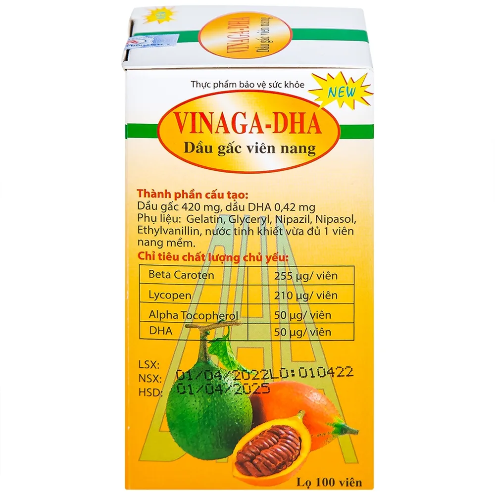 Hình ảnh Dầu gấc viên nang Vinaga giúp tăng cường chống oxy hóa (100 viên)