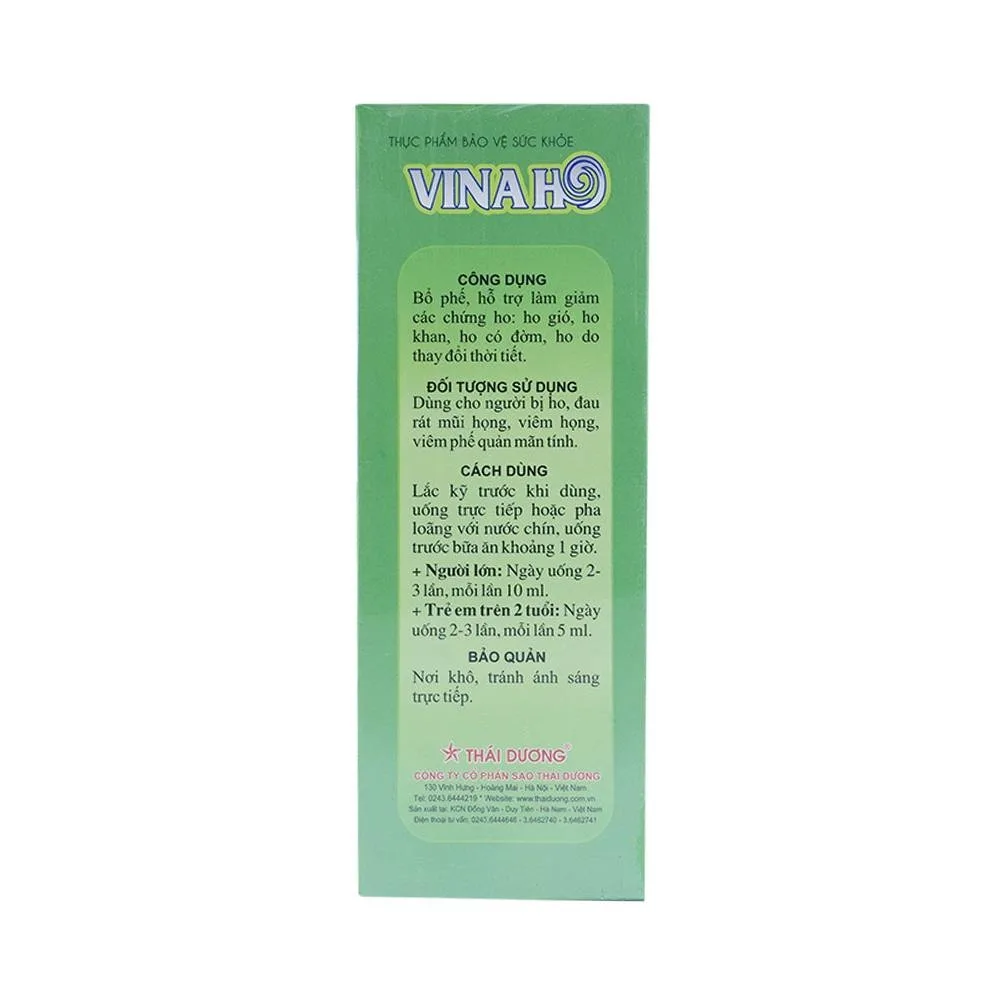 Hình ảnh Viên uống Vinaho Thái Dương bổ phế, hỗ trợ làm giảm các chứng ho (100ml)