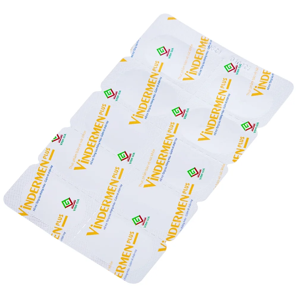 Hình ảnh Viên uống Vindermen Plus Vinh Gia hỗ trợ hoạt huyết, tăng cường lưu thông máu não (3 vỉ x 10 viên)